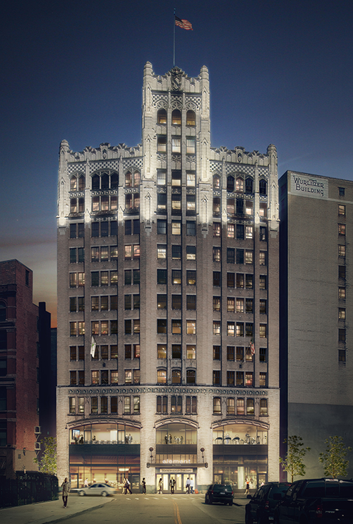 Picture of hotel lit up at night