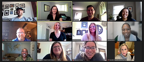 People sitting on a Zoom call